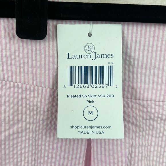 Lauren James Pink Pleated Seersucker Preppy Skirt Medium - Picture 4 of 9